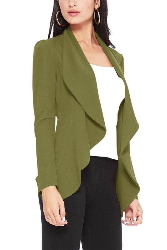 Women's Solid Color Waist Length Blazer