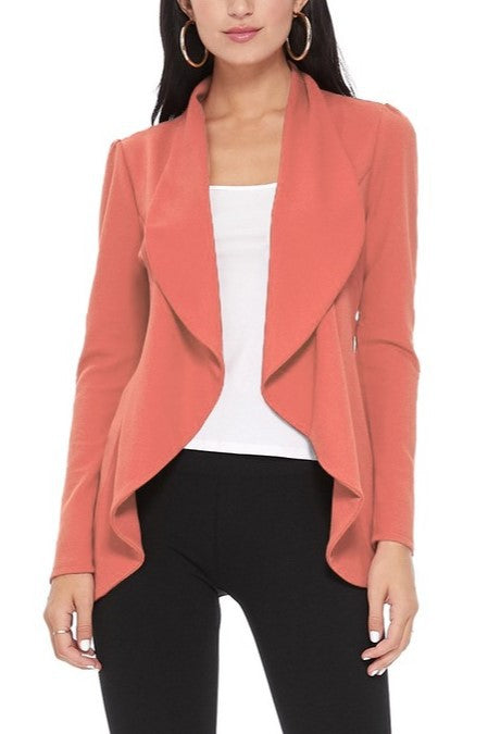 Women's Solid Color Waist Length Blazer