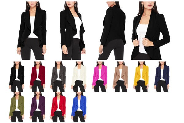 Women's Solid Color Waist Length Blazer