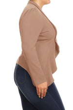 Women's Plus Size Casual Solid Color Open Front Blazer