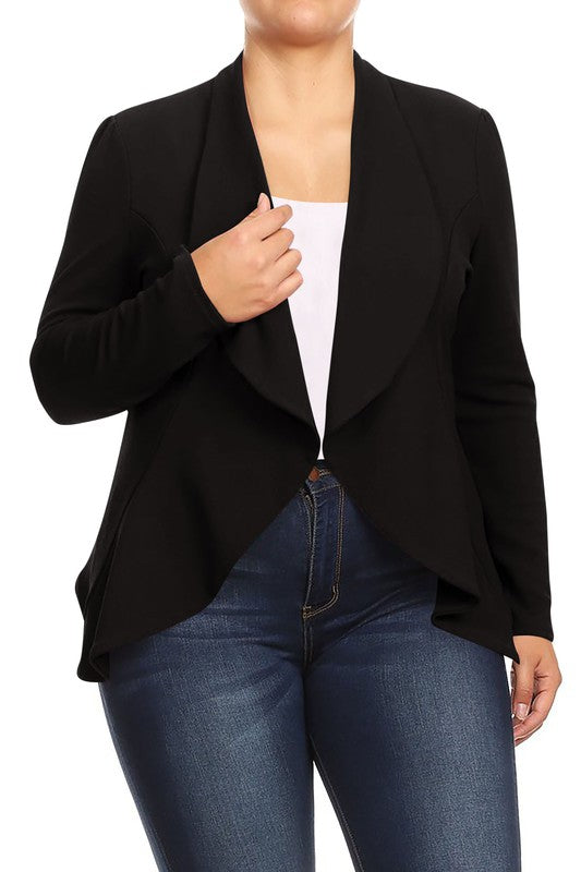 Women's Plus Size Casual Solid Color Open Front Blazer