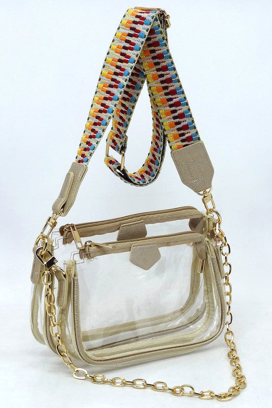 See Thru Clear 2-in-1 Crossbody Bag Guitar Strap