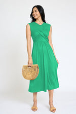 Sleeveless Cross-Over Bodice Midi Dress