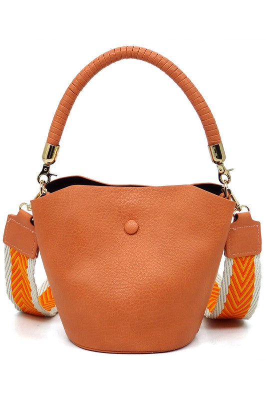 Fashion Bucket Crossbody Bag with Guitar Strap