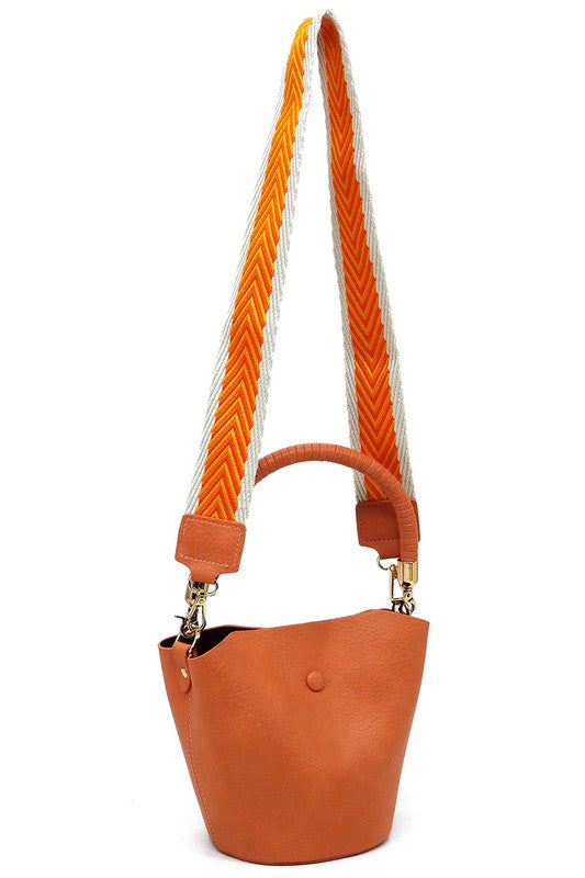 Fashion Bucket Crossbody Bag with Guitar Strap