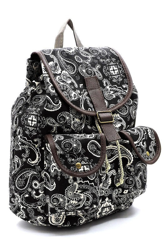 Paisley Printed Canvas Backpack