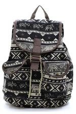 Tribal Printed Canvas Backpack