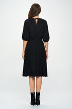 Cotton 3/4 Sleeve Tiered Midi Dress