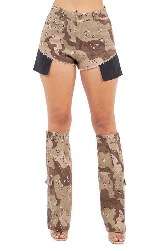 Women's Sexy Denim Shorts Camo with Leg Warmers