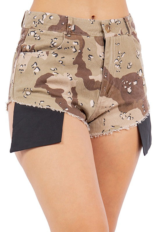 Women's Sexy Denim Shorts Camo with Leg Warmers