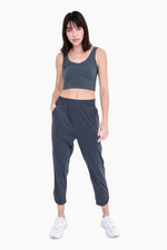 Women's Athleisure Joggers with Curved Notch Hem