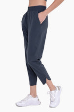 Women's Athleisure Joggers with Curved Notch Hem