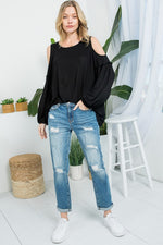 Women's Cold Shoulder Casual Blouse Top