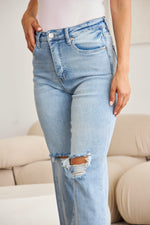 RFM Full Size Tummy Control High Waist Raw Hem Distressed Cropped Jeans