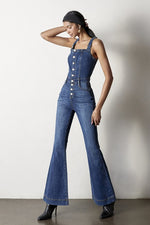 Front Buttons Women's Jumpsuit Flare