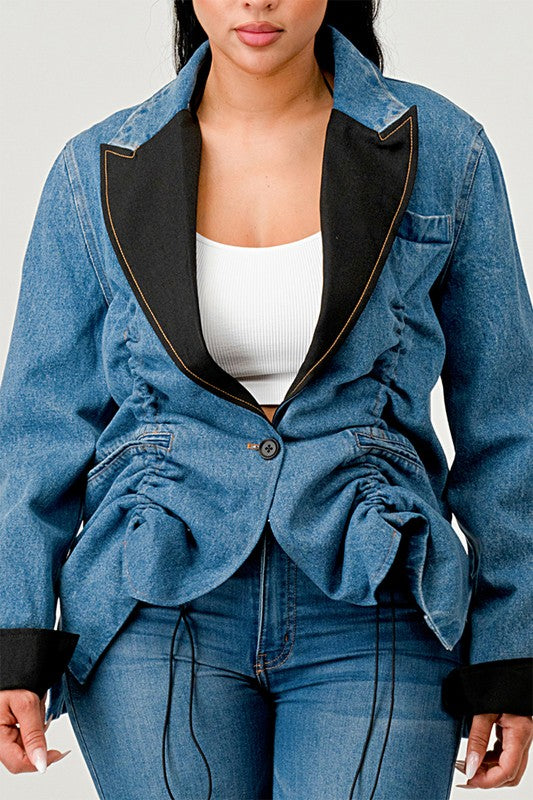 Athina Women's Cute Stylish Denim Blazer