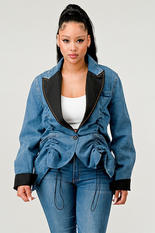 Athina Women's Cute Stylish Denim Blazer