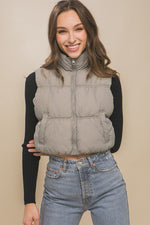 Women's Stylish High Neck Puffer Vest for Winter