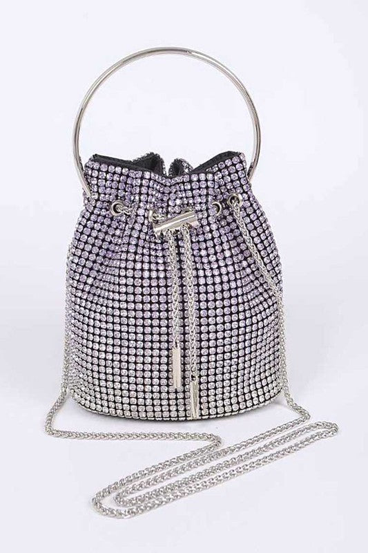 Rhinestone Top Handle Crossbody Swing Clutch Bag