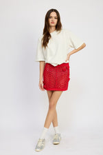 CROCHET MINI SKIRT WTIH ROSETTE DETAIL