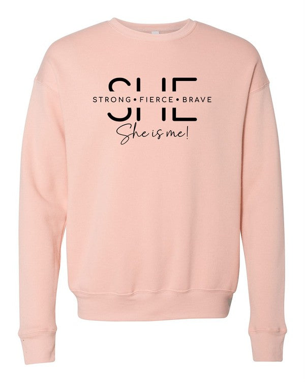 Women's She Is Strong Printed Bella Premium Sweatshirt