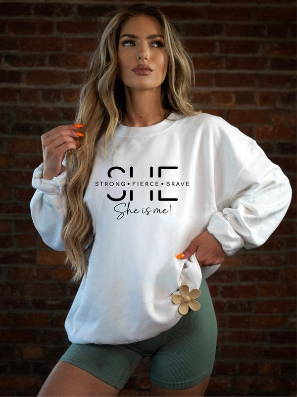 Women's She Is Strong Printed Bella Premium Sweatshirt