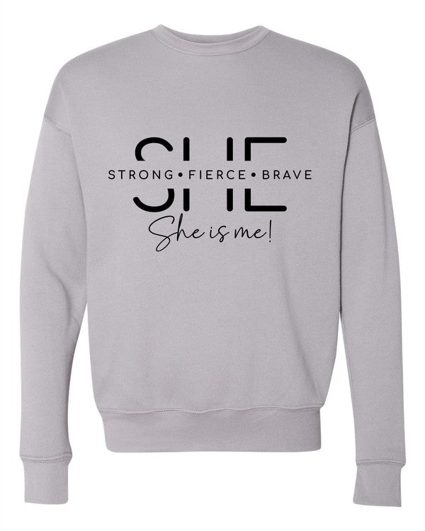 Women's She Is Strong Printed Bella Premium Sweatshirt