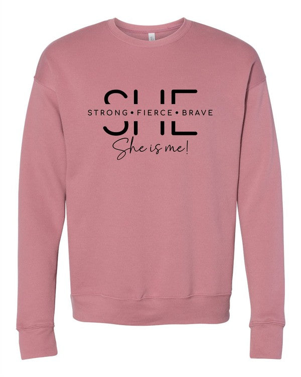 Women's She Is Strong Printed Bella Premium Sweatshirt