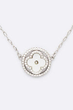 MOP CZ Petite Clover Station Necklace Set