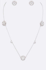 MOP CZ Petite Clover Station Necklace Set