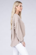 Double Gauze Oversized Henley Women's Blouse