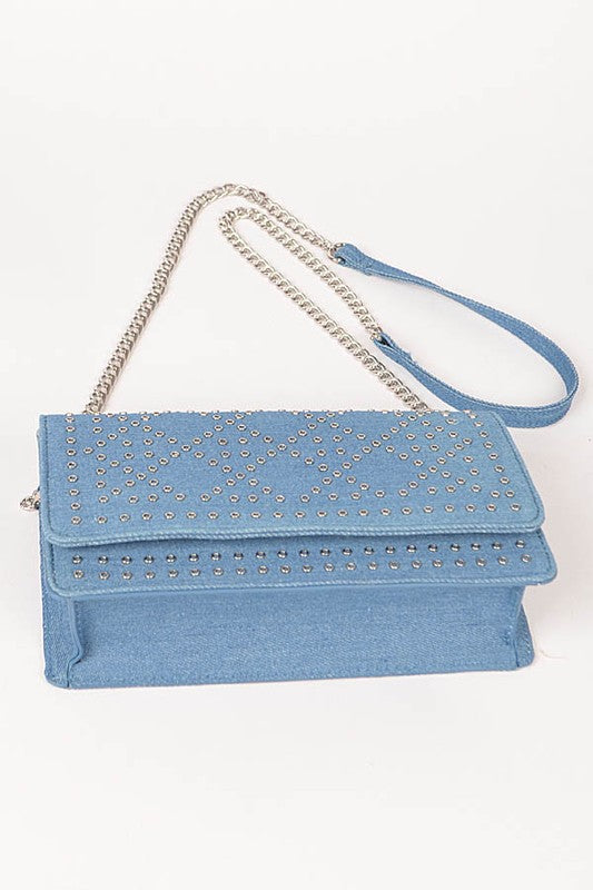 Women's Studded Denim Crossbody Bag