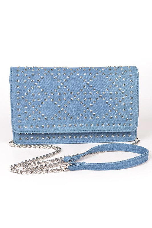 Women's Studded Denim Crossbody Bag