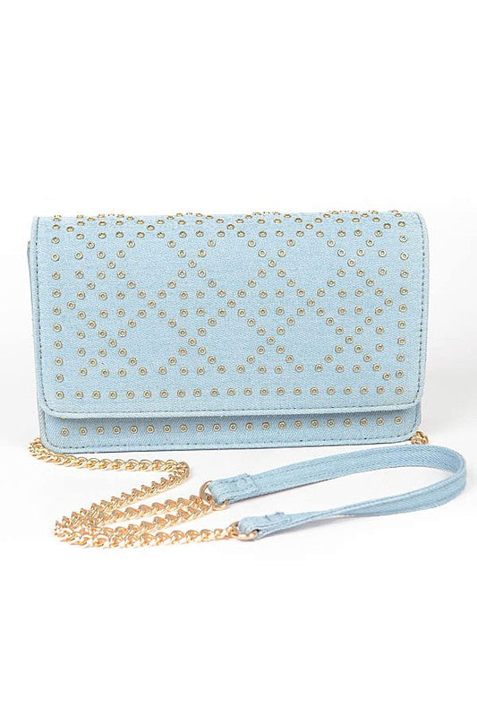 Women's Studded Denim Crossbody Bag