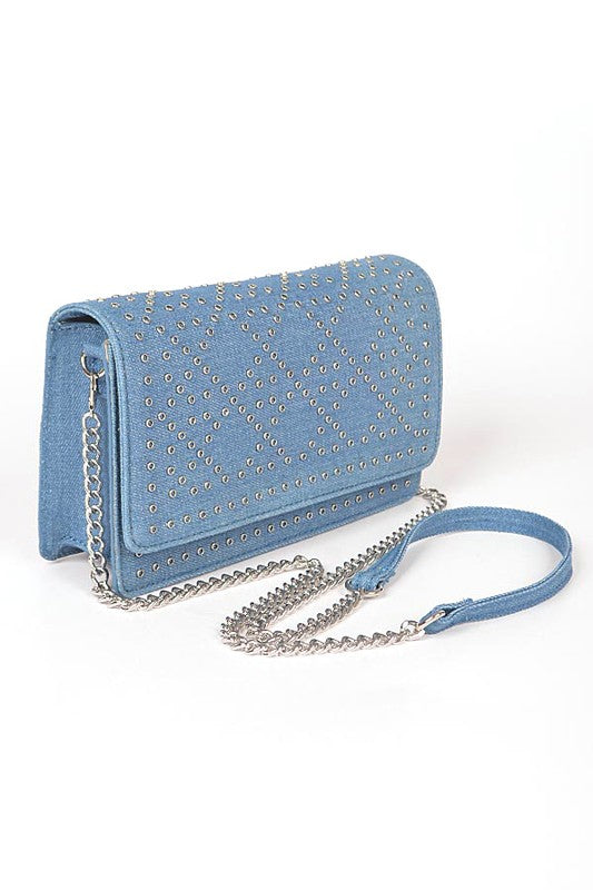 Women's Studded Denim Crossbody Bag