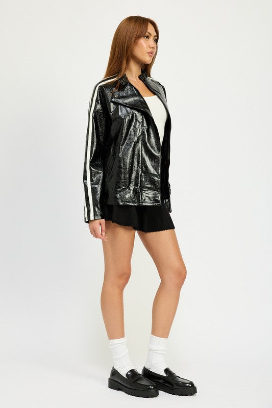 Women's Oversized Moto PU Jacket