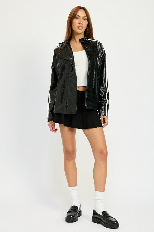 Women's Oversized Moto PU Jacket