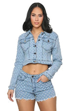 Women's Fashion Denim Two Piece Short Set