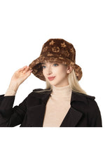 Pattern Print Fur Bucket Hat