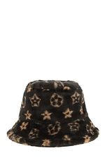 Pattern Print Fur Bucket Hat