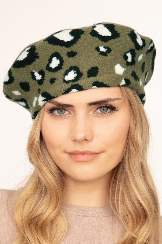 Leopard Stretchy Beret