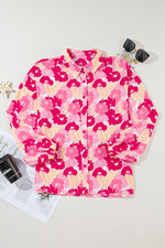 Women Floral Print Puff Sleeve Buttoned Shirt