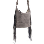 Faux Suede Fringe Crossbody Bag