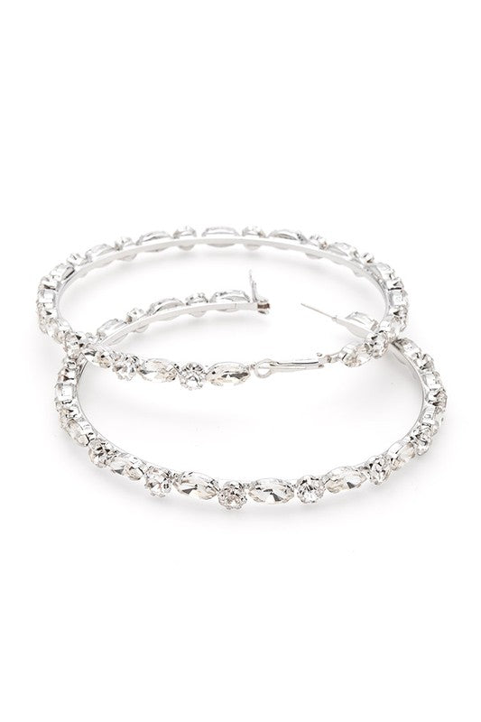 Women's 90MM Iconic Crystal Hoop Earrings