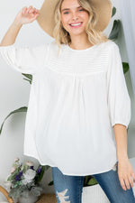 Women's Solid Pintuck Tunic Blouse Plus Size