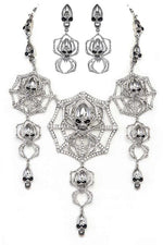 Crystal Spiderweb Statement Necklace Set