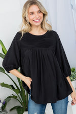 Women's Solid Pintuck Tunic Blouse