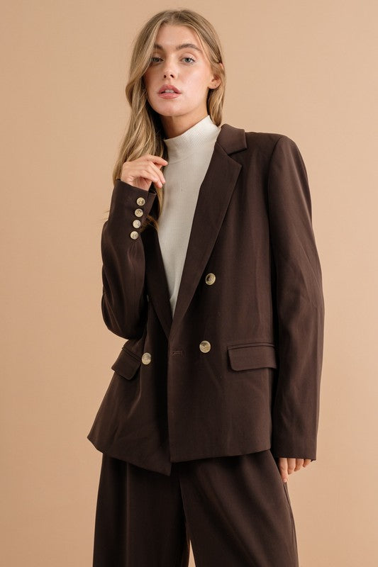 Women's Double Button Blazer Jacket