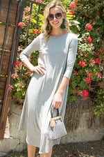 Solid Swing Casual Midi Dress