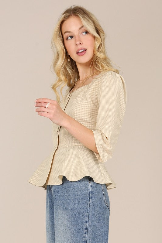 Women's 3/4 Sleeve front button blouse